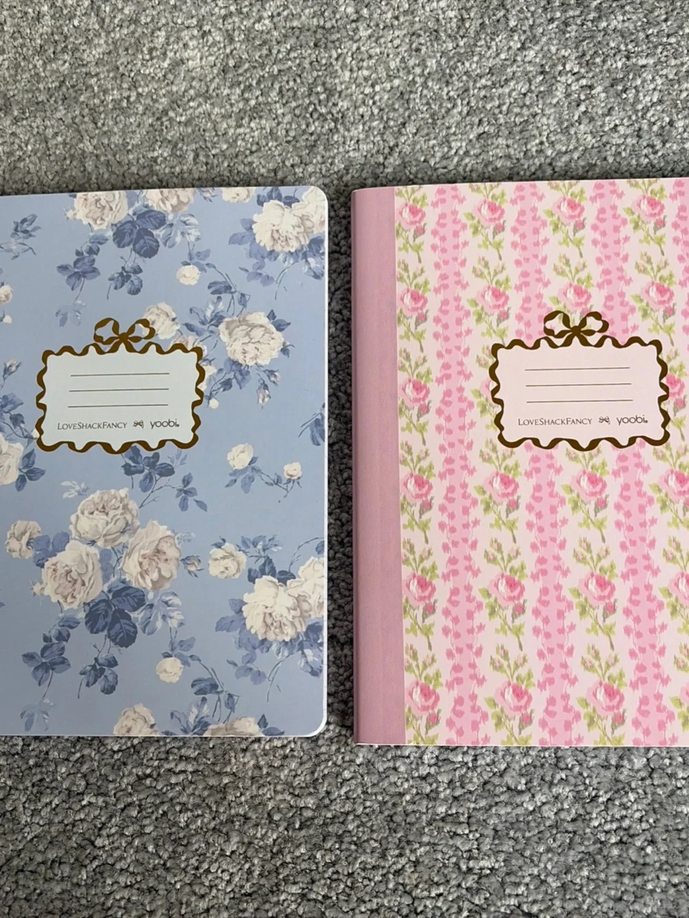 NWT lot of 2 LoveShackFancy x Target Yoobi School Notebooks Floral Pink & Blue